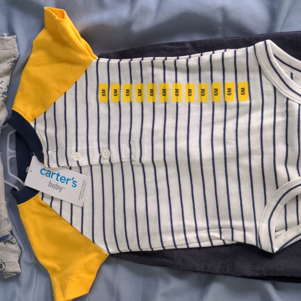 NWT Four piece bumblebee and striped baby outfits